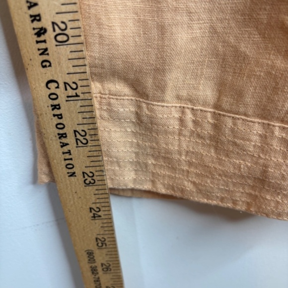 J Jill Garment Dyed Linen Pant LP Wide Leg Pull On Crop Boho Lagenlook Peach - Picture 8 of 11